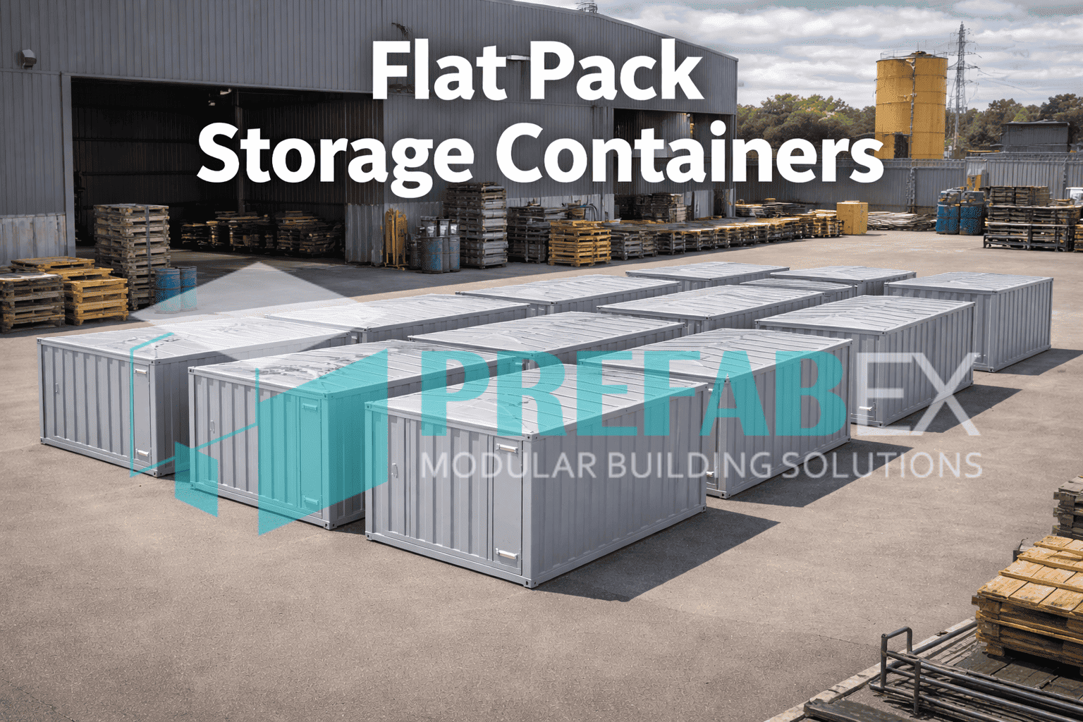 Flat pack storage containers in yard